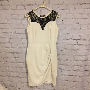 Mesmerized black/white gathered slit dress Sz M